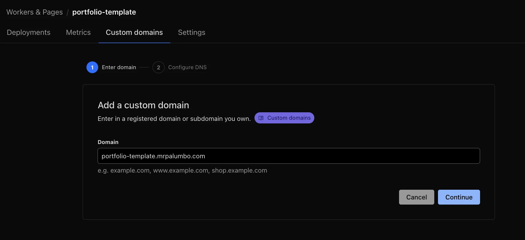 Setting up custom domain in Cloudflare Pages