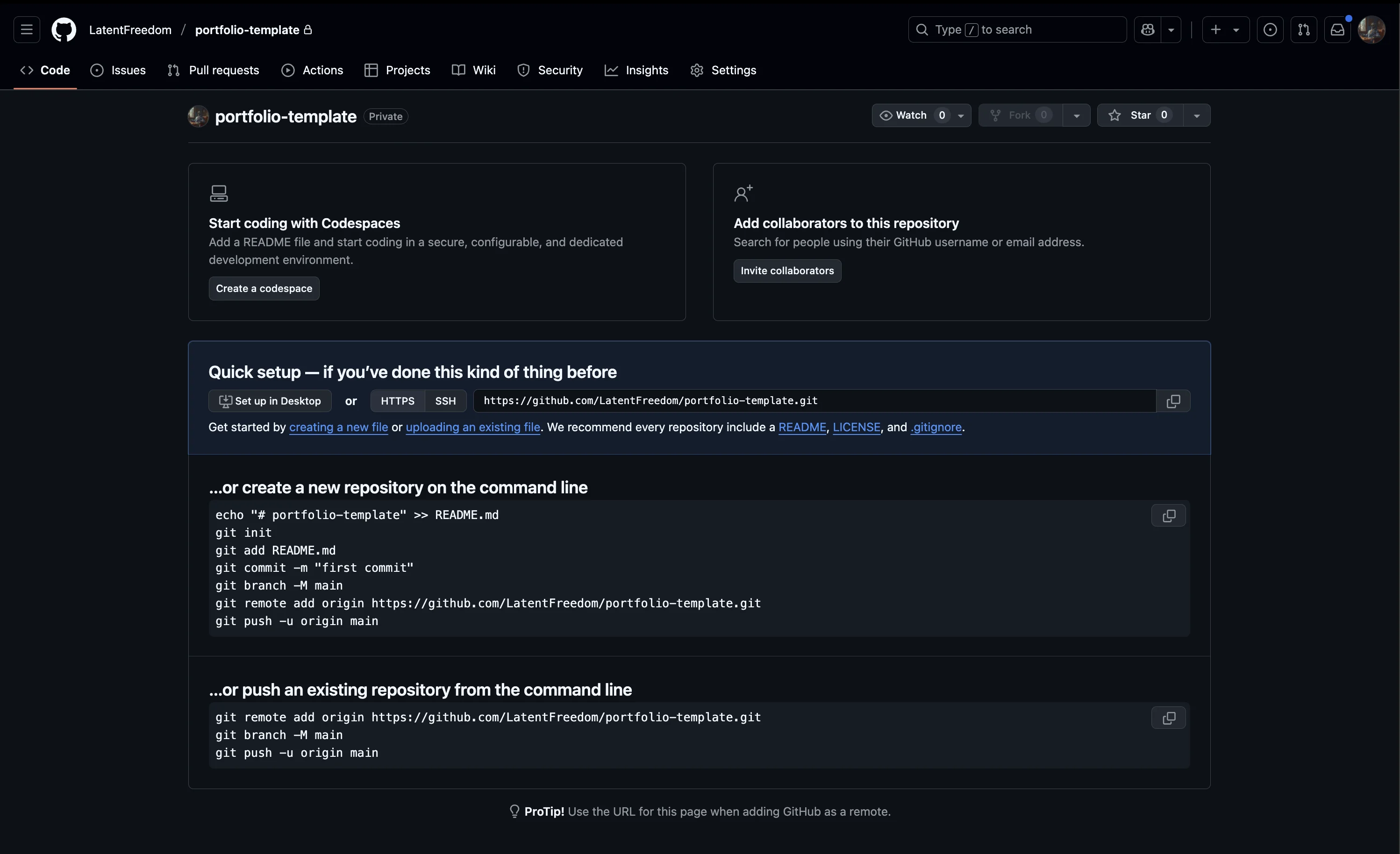 GitHub Codespaces button location