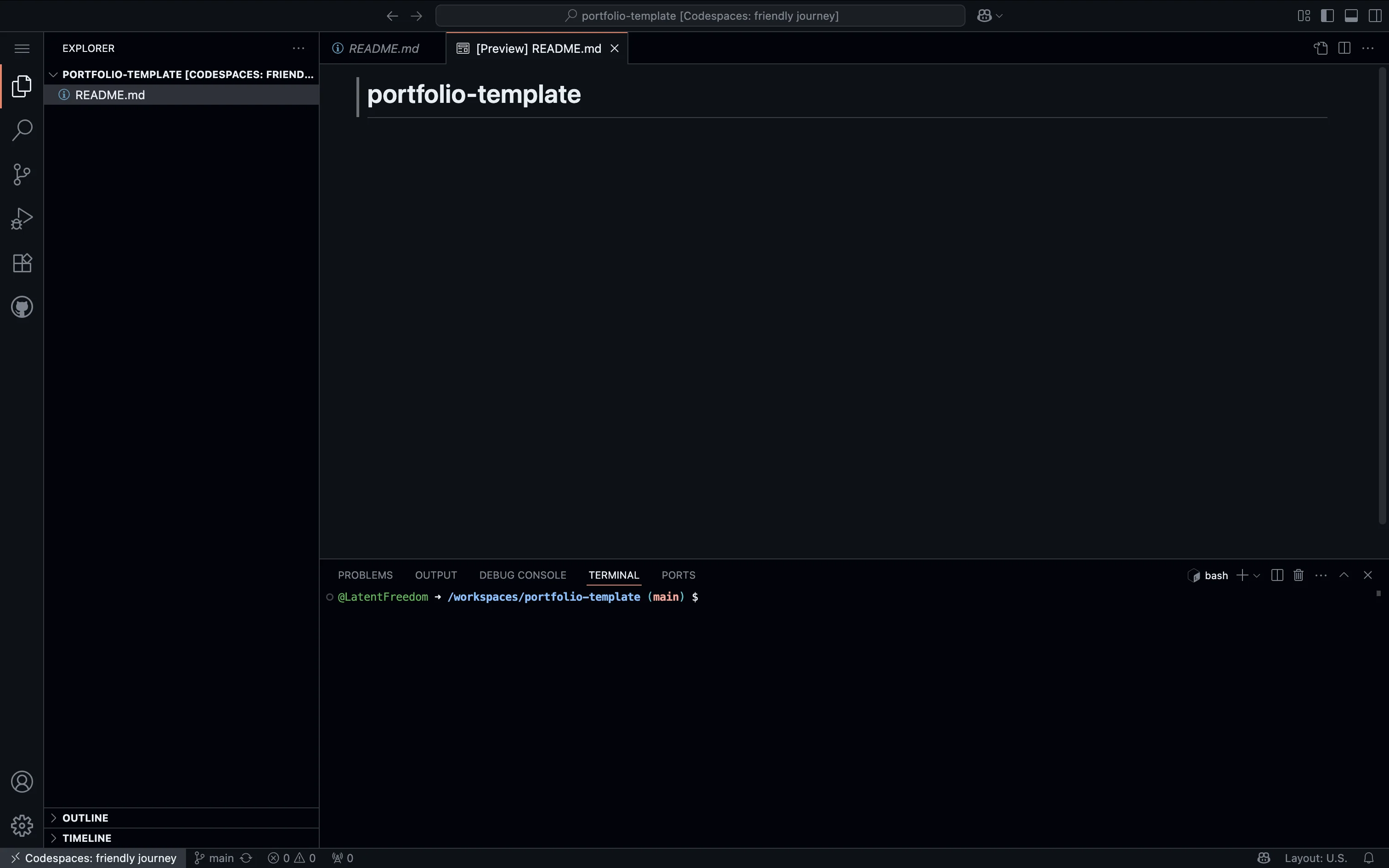 GitHub Codespaces development interface